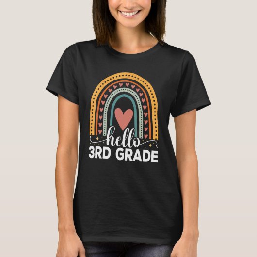 Hello 3rd Grade Rainbow Teachers Kids Back to Scho T-shirt (Voorkant)