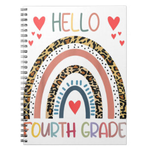 Hello 4th Grade Leopard Rainbow Fourth Grade Back Notitieboek