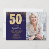 Hello 50! - Modern 50TH Birthday with photo Kaart (Voorkant)