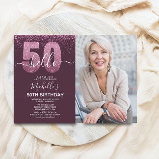 Hello 50! - Modern 50TH Birthday with photo Kaart