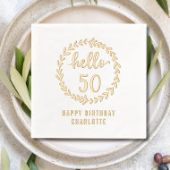 Hello 50 Wreath 50th Birthday Nom personnalisé