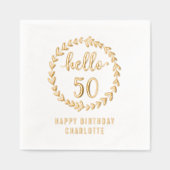 Hello 50 Wreath 50th Birthday Nom personnalisé (Recto)