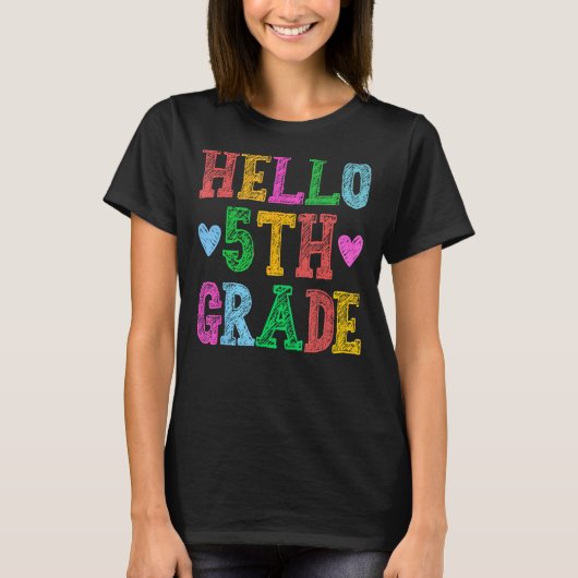 Hello 5th Grade Leopard Squad Back To School Teach T-shirt (Voorkant)