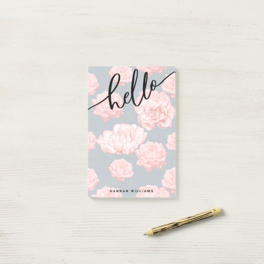 HELLO Ajouter votre nom Post-it Notes (Sur un bureau)