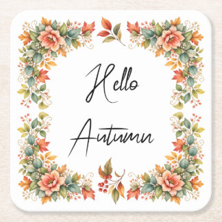 Hello Autumn – Aquarell Untersetzer Vierkante Kartonnen Onderzetter