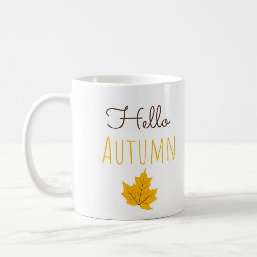 Hello Autumn Maple Leaf Coffee Mug for Cozy Fall (Gauche)