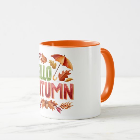 Hello Autumn Two-Tone Mug | Cozy Fall Gift Mok (Voorkant rechts)