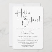 Hello Babies Modern Script Baby shower Invitation (Devant)