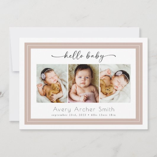 Hello Baby 3 Faire-part de naissance de script pho (Devant)