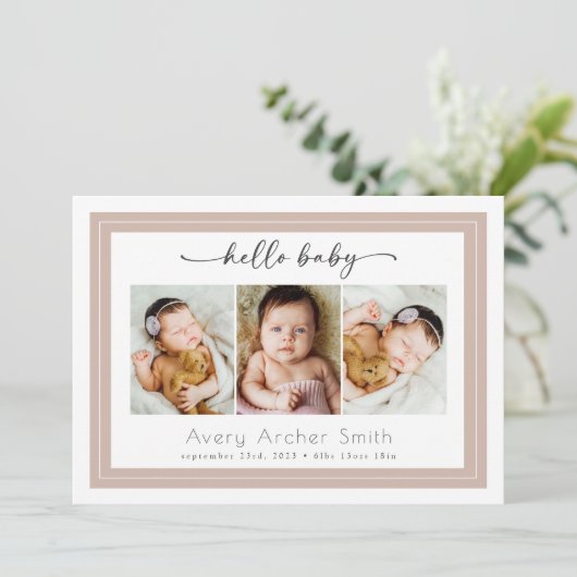 Hello Baby 3 Faire-part de naissance de script pho (Debout devant)