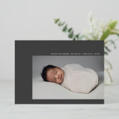 Hello Baby Birth Photo Faire-part Charcoal Foil (Debout devant)