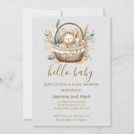 Hello Baby Boho Neutral Bear Basket Kaart