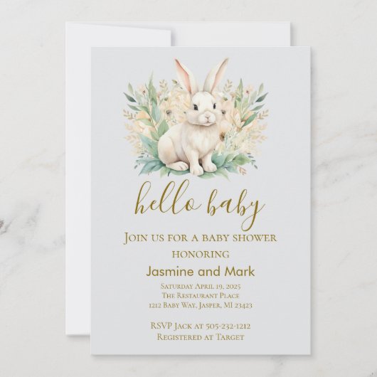 Hello Baby Boho Neutral Bunny Kaart (Voorkant)