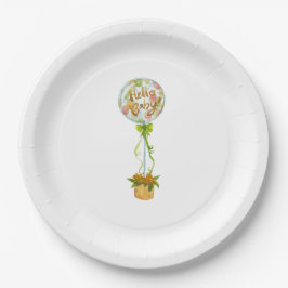 Hello Baby Boy Paper Plates – Soft Elegant  Papieren Bordje