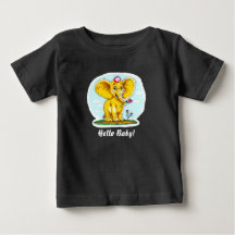 Hello Baby! – Cute Elephant Baby T-Shirt (Black)