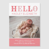 Hello Baby Girl Faire-part de naissance photo magn (Devant)