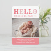 Hello Baby Girl Photo Faire-part de naissance (Debout devant)