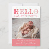 Hello Baby Girl Photo Faire-part de naissance (Devant)