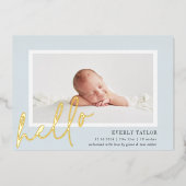 Hello Baby Gold Foil Faire-part de naissance photo (Recto)