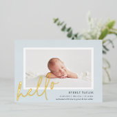 Hello Baby Gold Foil Faire-part de naissance photo (Debout devant)