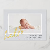 Hello Baby Gold Foil Faire-part de naissance photo (Recto)