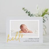 Hello Baby Gold Foil Faire-part de naissance photo (Debout devant)