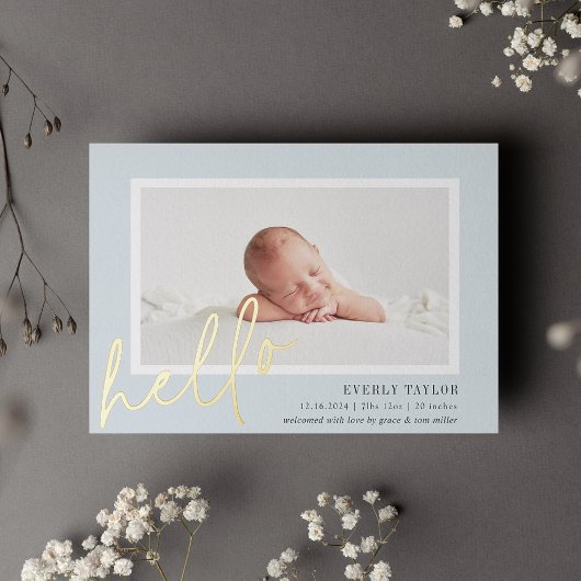 Hello Baby Gold Foil Faire-part de naissance photo