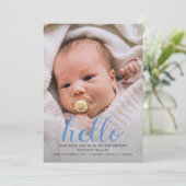 Hello Baby Modern Boy Faire-part de naissance Phot (Debout devant)
