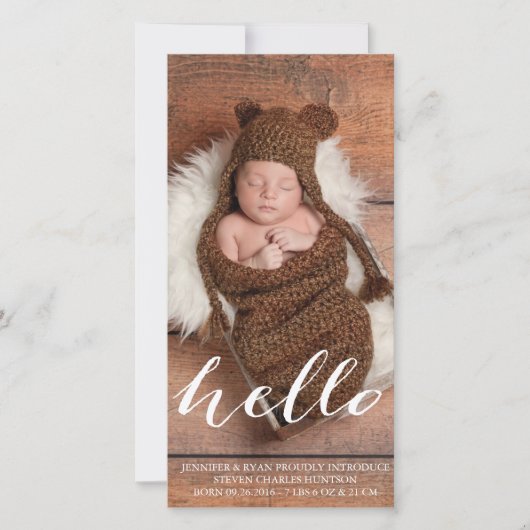 HELLO BABY MODERNE FAIRE-PART DE NAISSANCE PHOTOCA (Devant)