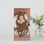 HELLO BABY MODERNE FAIRE-PART DE NAISSANCE PHOTOCA (Debout devant)