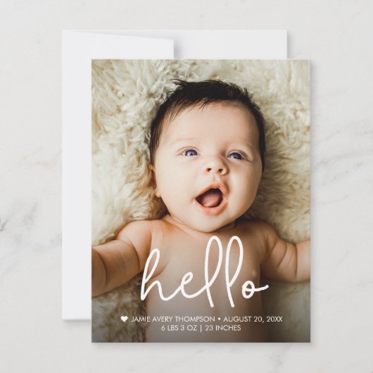 Hello Baby Photo Faire-part de naissance (Devant)