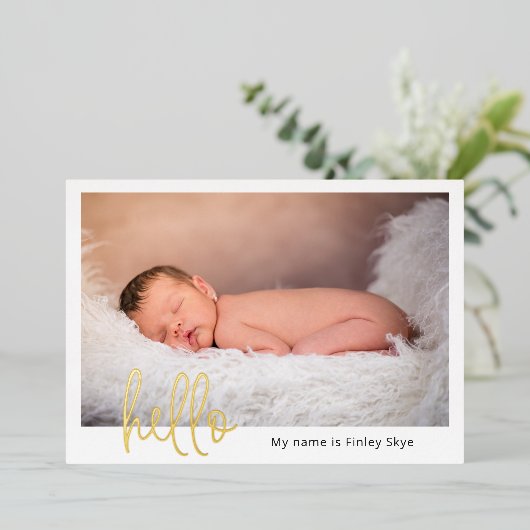 Hello Baby Photo Faire-part de naissance à huile m (Debout devant)