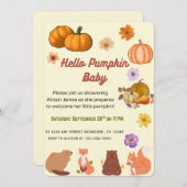 Hello Baby Pumpkin Fall Baby Shower Invitation (Devant / Derrière)