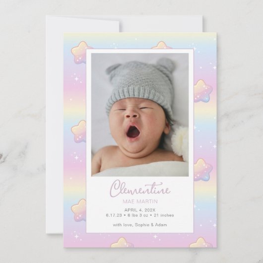 Hello Baby Rainbow Custom Photo Faire-part de nais (Devant)
