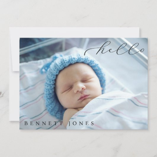Hello Baby Simple Script Faire-part de naissance p (Devant)