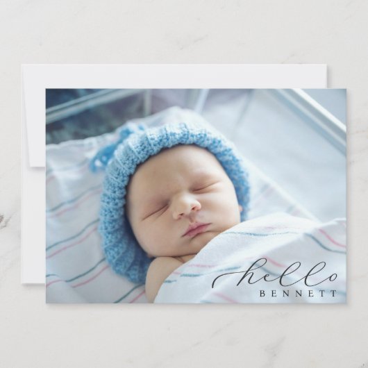 Hello Baby Simple Script Faire-part de naissance p (Devant)