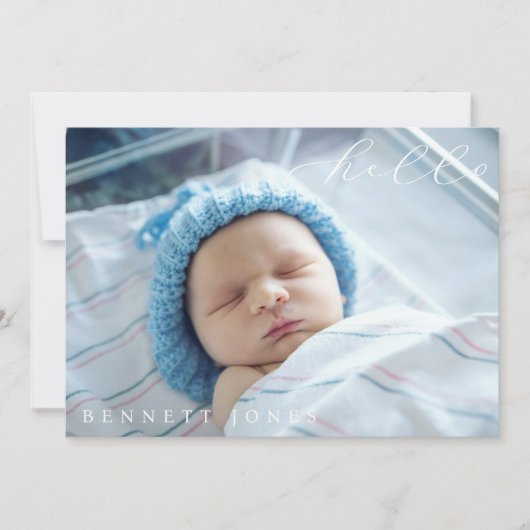 Hello Baby Simple Script Faire-part de naissance p (Devant)