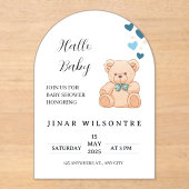 Hello Baby Teddy Bear Baby Shower Invitation (Recto)