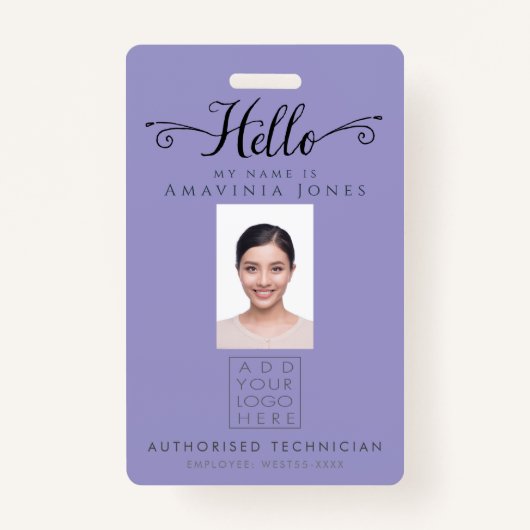 Hello Business Photo ID Identification Plastic Badge (Voorkant)
