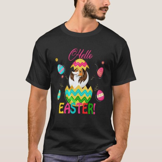 Hello Easter Shetland Sheepdog Inside Chocolate Eg T-shirt (Voorkant)