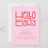 HELLO EIGHTY Modern 80th Birthday Kaart (Voorkant)