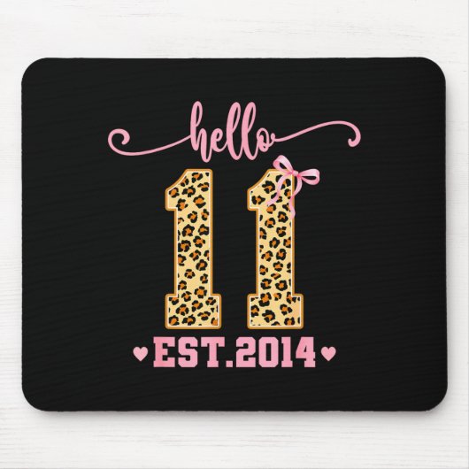 Hello Eleven Est 2014 11th Birthday Coquette Bow L Muismat (Voorkant)
