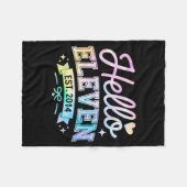 Hello Eleven Est 2014 Coquette Bow 11th Birthday G Fleece Deken (Voorkant (Horizontaal))