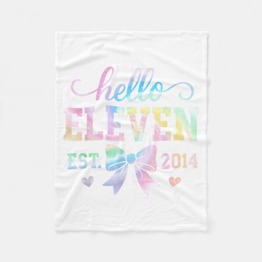 Hello Eleven Est 2014 Coquette Bow 11th Birthday G Fleece Deken (Voorkant)