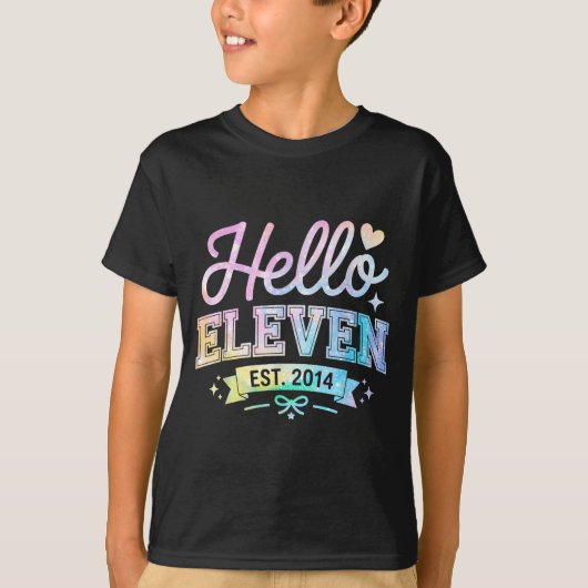 Hello Eleven Est 2014 Coquette Bow 11th Birthday G T-shirt (Voorkant)