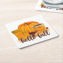 Hello Fall Pumpkin & Boots Coaster
