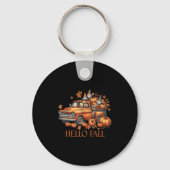 Hello Fall Pumpkin Ckup Truck Gnome Autumn Tree Fa Sleutelhanger (Voorkant)