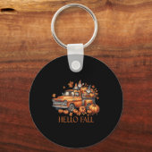 Hello Fall Pumpkin Ckup Truck Gnome Autumn Tree Fa Sleutelhanger (Voorkant)