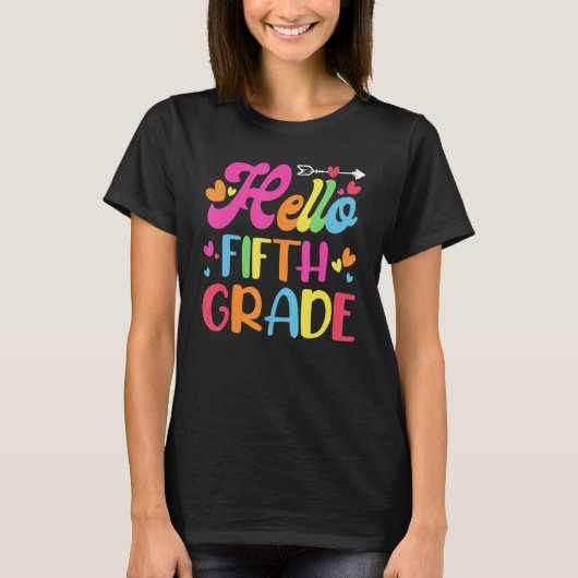 Hello Fifth 5th Grade Cute Back to School 5th Grad T-shirt (Voorkant)