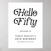 Hello Fifty Retro | Affiche de bienvenue du 50e an (Devant)
